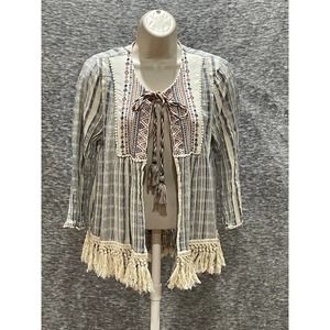 Knox Rose Boho Peasant Western Open Blouse - L